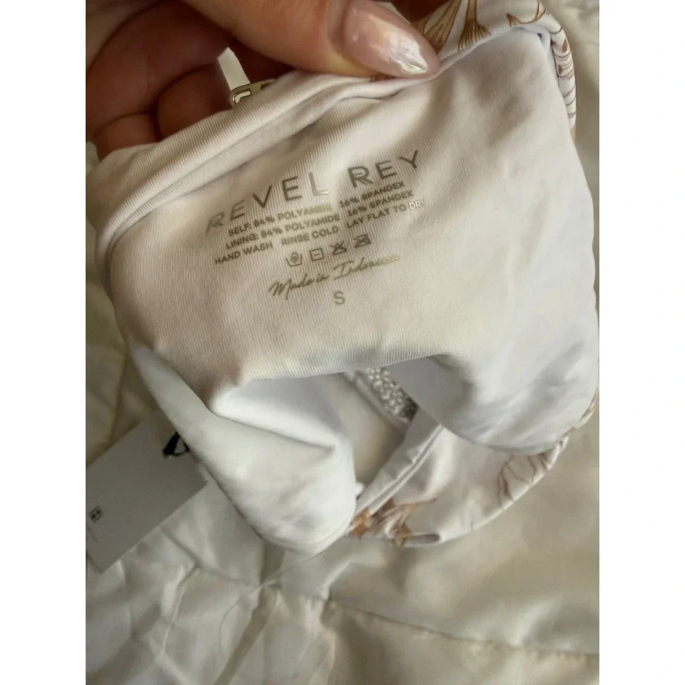 Revel Rey Swim & Resort White & Tan Floral‎ Bikini Bottoms Size S